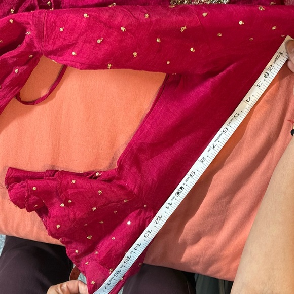 Ethnic Indian Wear Pink and Green A-Line Dress - Picture 8 of 12